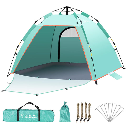 Yafaca Beach Shelter, 1-3 person automatic pop-up tent, large UV 50+ sun protection portable two-door lightweight pop-up beach tent for garden, fishing, picnic.