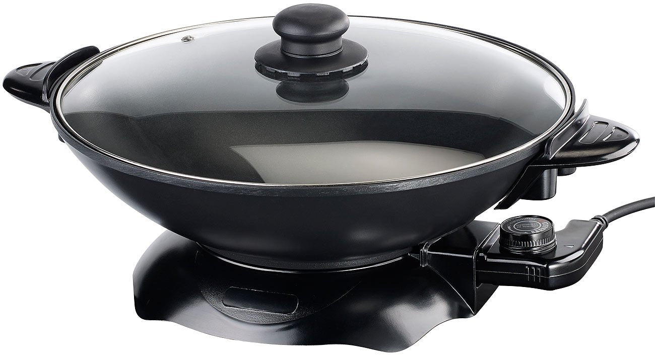 Rosenstein & Sons Electric Wok: Electric wok with thermostat, non-stick coating, 1,500 W, 5.1 l (electric frying pan, party pan, electric grill pan)