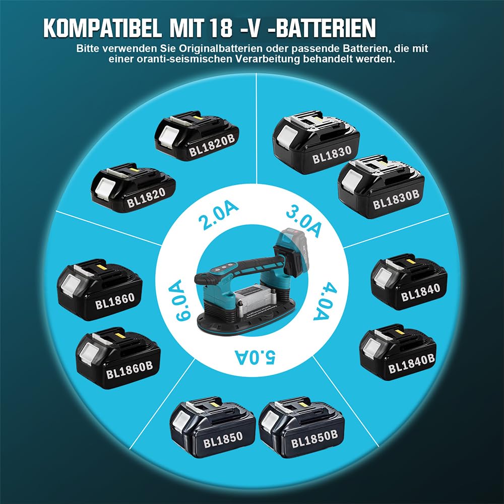2IN1 battery tile vibrator & suction cups for Makita 18V battery | with 6-speed adjustable, 30*16cm suction cup 250kg adsorption tile vibrating device for 2m tiles wall tiles (battery not included)