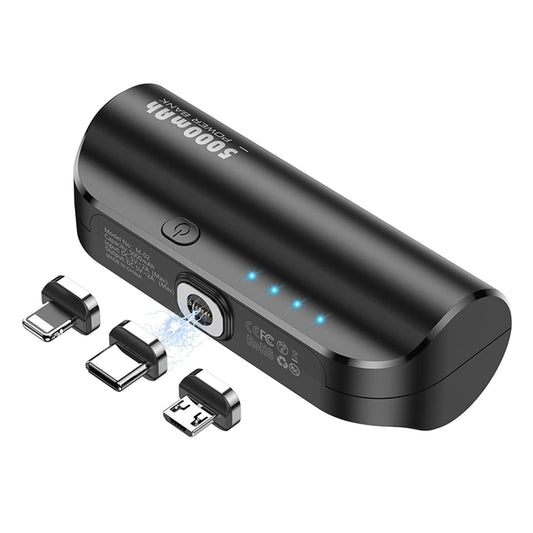 LUCKYDUO Portable Powerbank 5000mAh, 3 IN 1 Mini External Battery Wireless Power Bank, Fast Charging for iPhone/Type-c/Micro USB-A, Compact Small Portable Charger Compatible with iPhone