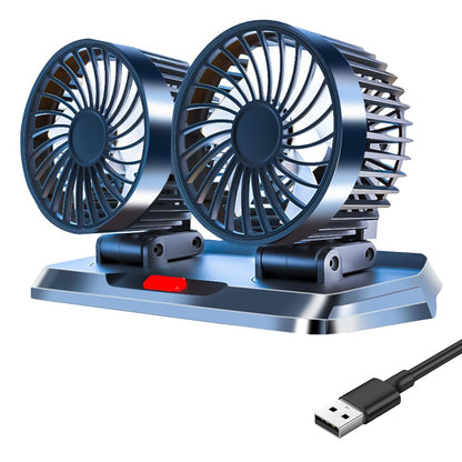 KUWUNG USB Car Fan, Dual Head 360° Rotatable USB Car Fan with 3 Speeds, Dual Fan Suitable with USB Interface for Car, RV, Home, Office, Camping