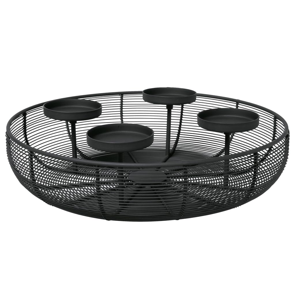 Villeroy & Boch - Black Xmas Advent wreath, 37x10cm, Christmas decoration made of metal, Black