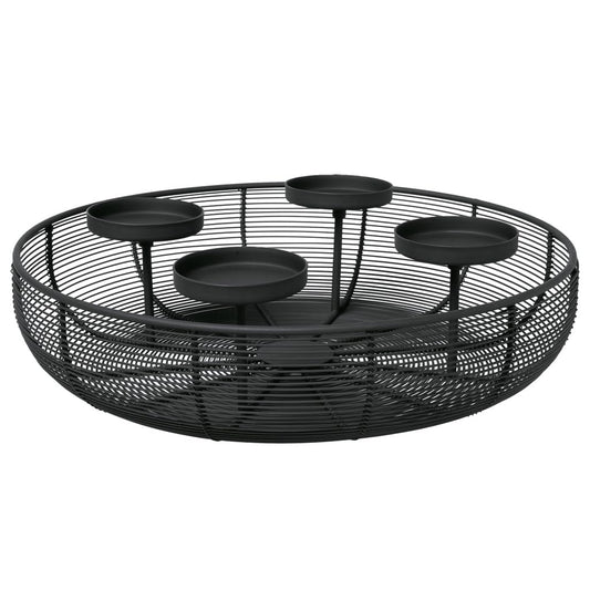 Villeroy & Boch - Black Xmas Advent wreath, 37x10cm, Christmas decoration made of metal, Black