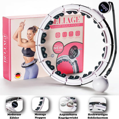 Bellage® Smart Hula Hoop for Adults and Beginners - Hula Hoop with Weighted Ball and Counter - Hullahub Hoop for Weight Loss with Fun Workout - Hoola Hoop Hoop