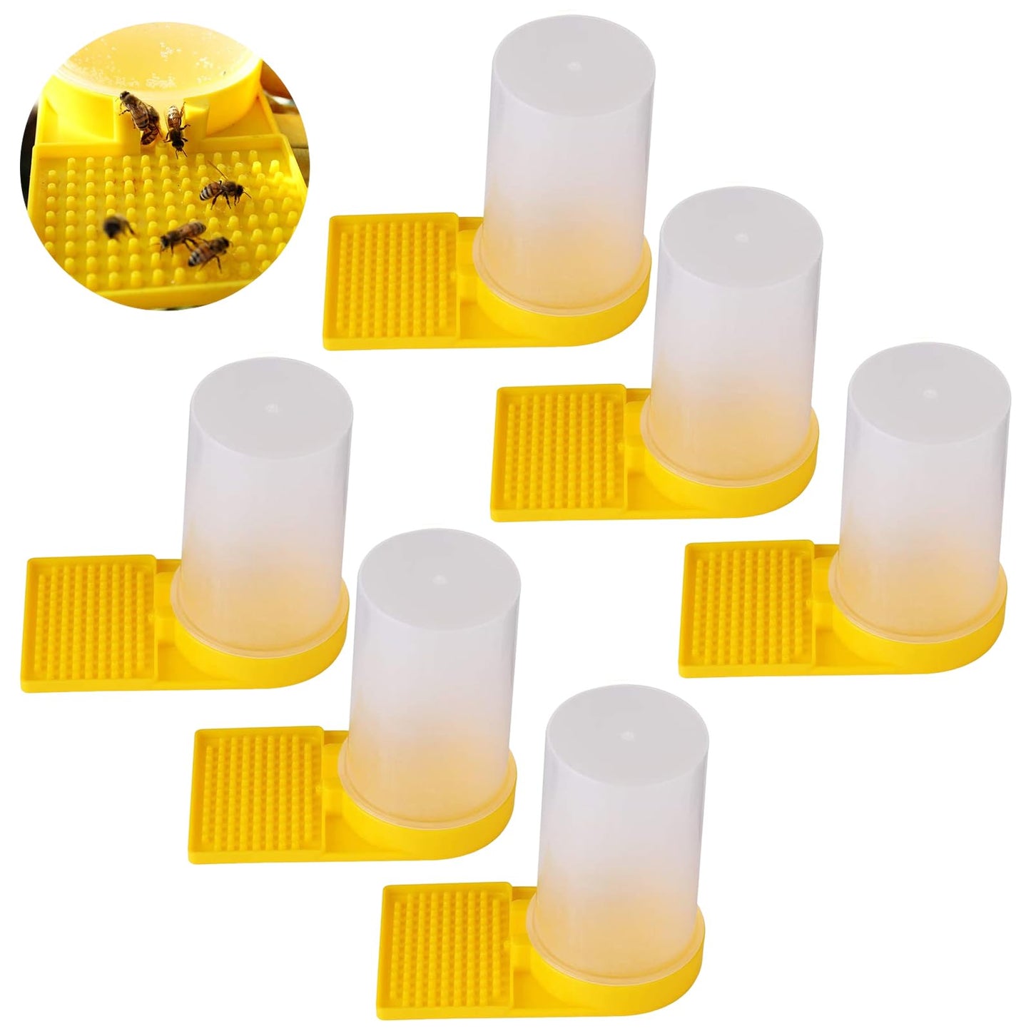 Bee Water Feeder, RoadLoo 6Pcs Bee Entrance Feeder Feeders for Bees Waterer Plastic Beekeeping Supplies Bee Feeding Entrance Beehive Drinking Bowl Apiculture Equipment Accessories (6)