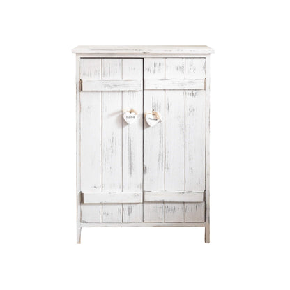 Rebecca Mobili kitchen cabinet chest of drawers bathroom cabinet 2 doors white shabby chic hearts entrance - Dimensions: 70 x 51 x 30 cm (HxLxB) - Art. RE4573