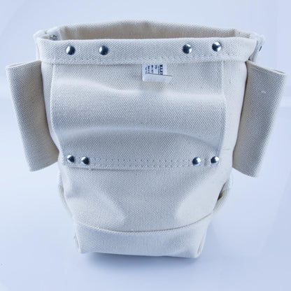 Canvas Bolt Bag, small bag for storing bolts with bull pin loops, belt tunnel loop connection. Klein Tools 5416T, cream, 25.40 cm.
