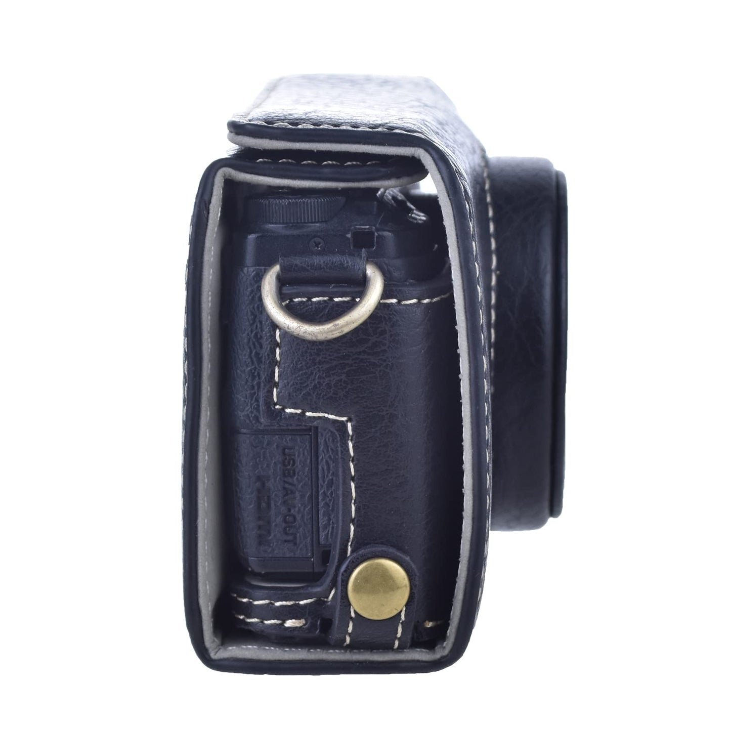 Rieibi GR II bag vintage PU leather camera case for GR II GRII GR2 DSLR camera protective cover with strap black, black, retro style