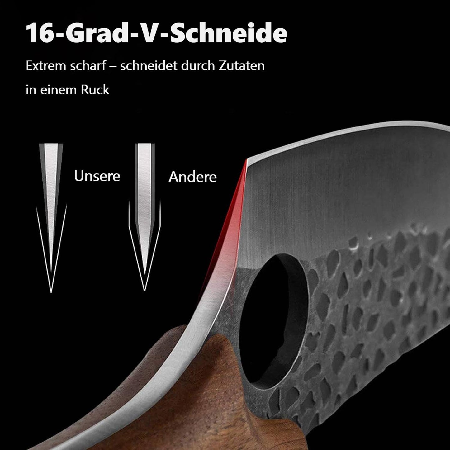 TELANX 6-inch Japanese Kitchen Knife Forged - Professional kitchen knife with leather cover, finger hole & wooden handle, sharp chef's knife for meat, vegetables & grill.