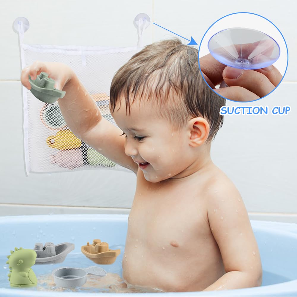 BIQIQI Baby Bath Toys, 15 Pieces Bathtub Toy Baby Silicone Water Toys Kids with Spray Animals Boats Bath Spoons, Floating Swimming Pool Bath Tub Pool Bath Toy for Toddlers