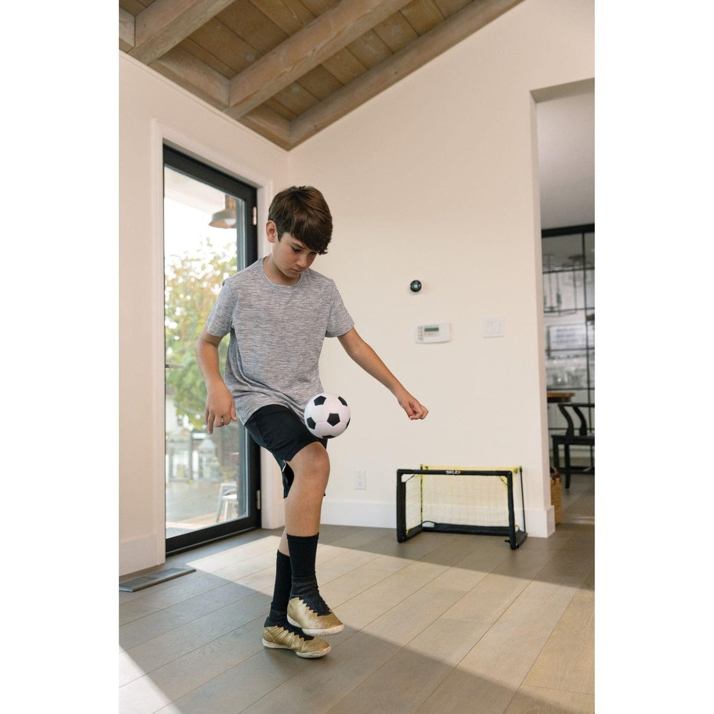SKLZ Pro Mini Goal, includes 5" soft ball, easy to assemble, White/Yellow