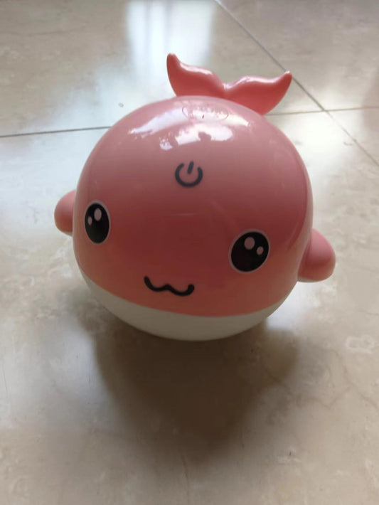 PHNIXGAM Baby Bathtub Toy, Rechargeable Light Up Whale Bath Toy Sprinkler Bath Pool Water Fountain Toy for Toddlers Kids, Pink
