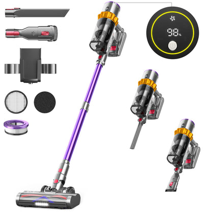 Anyson 45000Pa/550W/70Min Cordless Vacuum, 1.6L Battery Vacuum Super Quiet, Cordless Vacuum Self-charging with LED Display/Anti-Tangle Brush, Stick Vacuum for Hard Floors Carpets Pet Hair.