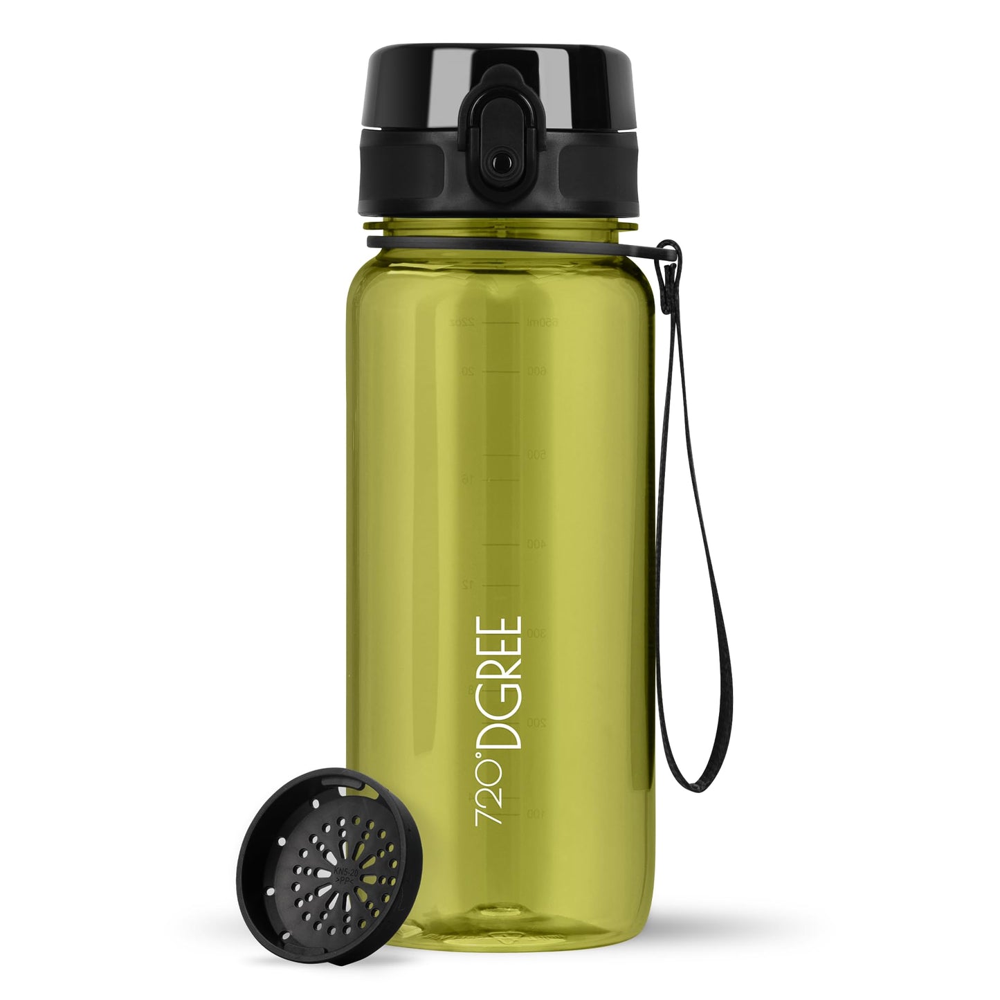 720°DGREE water bottle 650ml "uberBottle" crystalClear +infuser - BPA-free - Leak-proof bottle for kids, school, university, sports, gym, fitness - Tritan sports bottle - Lightweight, shockproof.