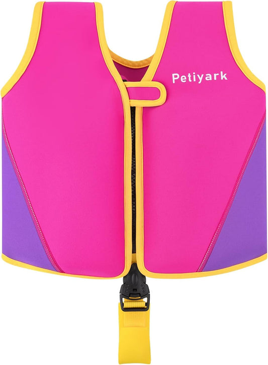 Petiyark Life Jacket for Kids 2-3 Years, Child Swim Vest 15-18kg, Ideal Swim Aid Neoprene with Adjustable Safety Straps for Boys and Girls-S