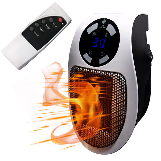 Ceramic heater Hillylolly 500w, plug-in heater, mini heater, wall-mounted electric heater, energy-saving and quiet heater for bathroom, room (White)