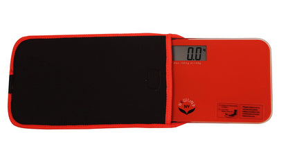 NewlineNY red-orange mini personal scale + travel pouch