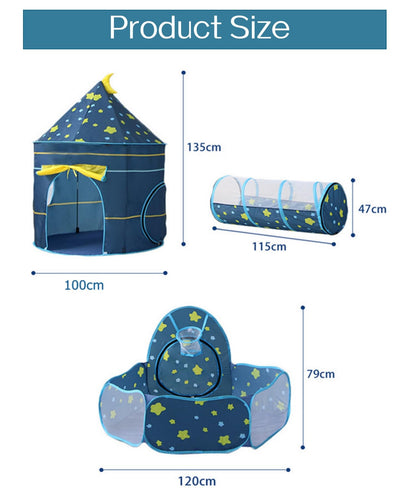 Benebomo play tent with tunnel, 3 in 1 play tent, ball pit with tunnel, crawl tunnel with tent, outdoor/indoor garden playhouse tent for boys girls.