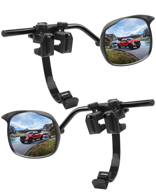 SUPAREE Trailer Mirror Car Additional Mirror Motorhome Exterior Mirror Trailer Universal Convex Mirror with Rain Cover Sun Visor for All Common Vehicle Types (2 Pieces)