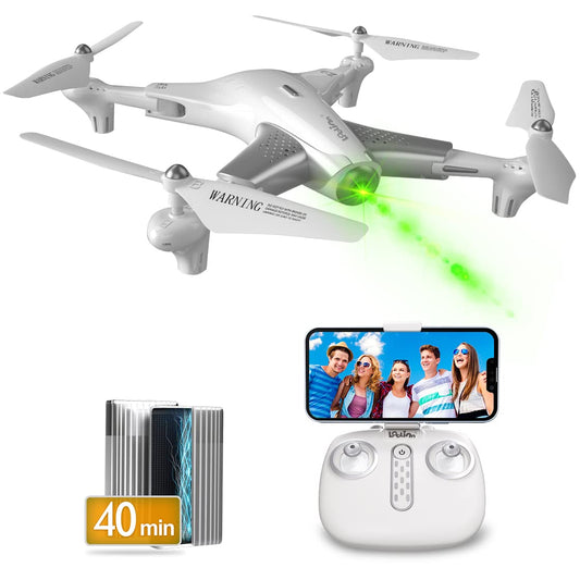 Loolinn | Drone with Optical Flow Positioning Technology - 40 minutes of long flight time/Very stable flight - Quadcopter drones with HD camera for children as a gift