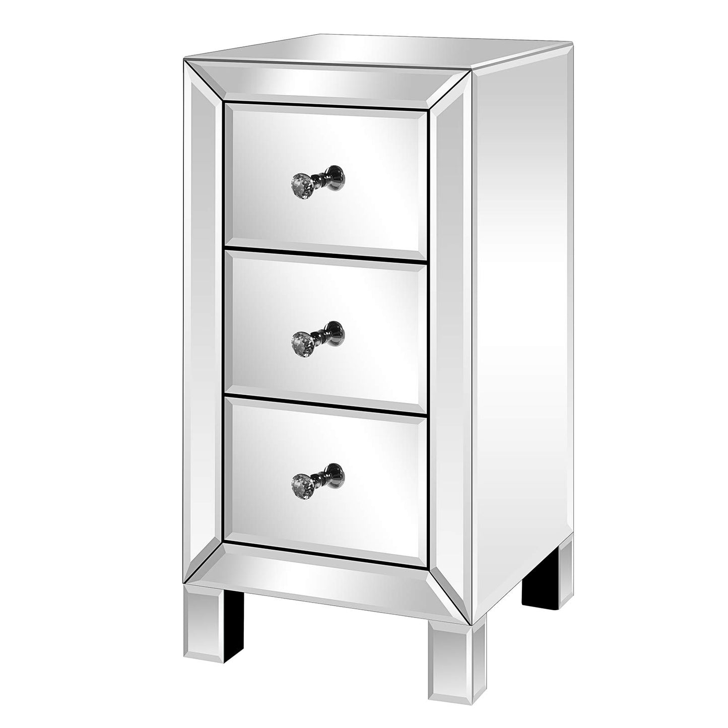 LEADZM nightstand glass with 3 drawers, 1 piece, side table bedside cabinet, storage cabinet, for living room, bedroom, office, bathroom, etc., 30 x 30 x 60 cm (1)