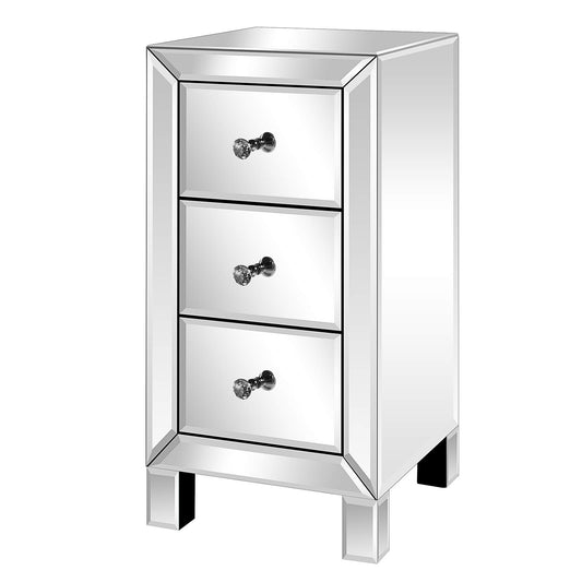 LEADZM nightstand glass with 3 drawers, 1 piece, side table bedside cabinet, storage cabinet, for living room, bedroom, office, bathroom, etc., 30 x 30 x 60 cm (1)