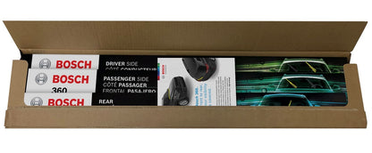 Bosch 360 B36017 Complete Vehicle Wiper Blade Replacement, front wiper blades (pair) and rear wiper blade (1), 26/17/14 inches, (Compatibility with left-hand drive vehicles not guaranteed)