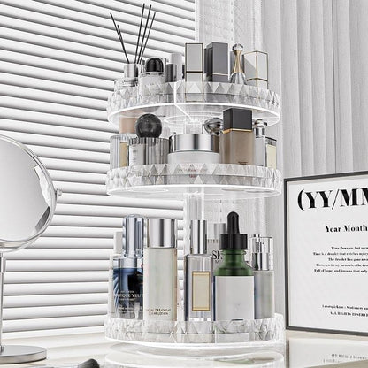 SLHEQING Makeup Organizer, 360 Degree Rotating Cosmetic Organizer, Multifunctional Makeup Organizer Bathroom Skincare Organizer Acrylic Vanity Organizer