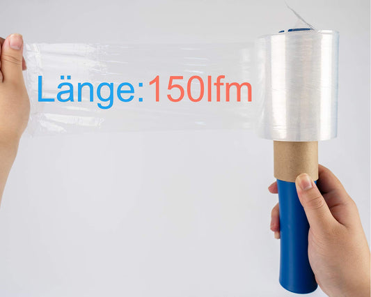 40 rolls of mini packaging film with 1 dispenser, thickness 23my 100mm × 150m stretch film, transparent
