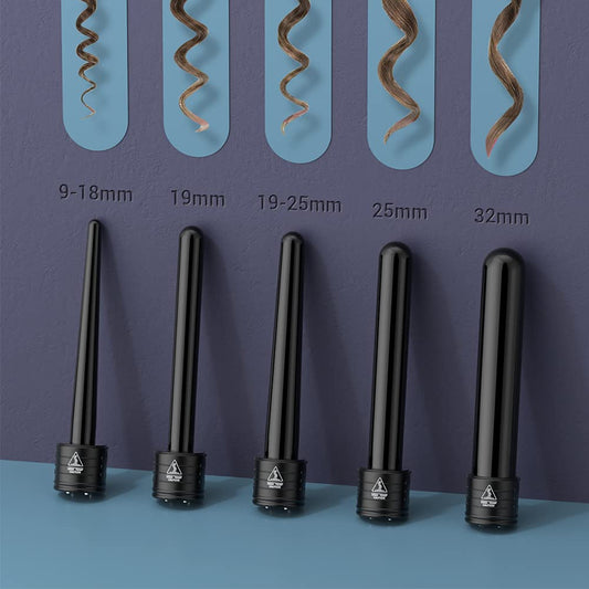 5 in 1 LCD Ceramic Coating Multifunctional Interchangeable Wave Iron with Gloves Curling Kit ET-W301