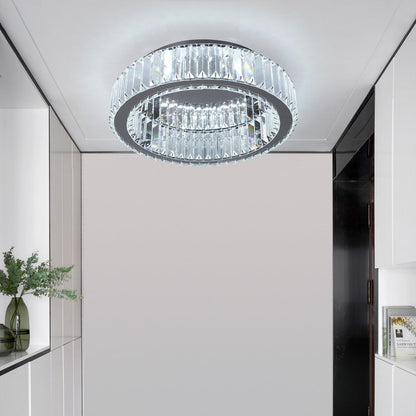 Vinilky Modern Crystal Chandelier, LED Crystal Ceiling Light with Remote Control Dimmable Socket Ceiling Lamp for Living Room, Bedroom, Kitchen, Entryway, Hallway