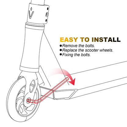 VOKUL 100mm Scooter Replacement Wheels Pro Scooter Neo Wheels - with ABEC-9 Bearings, 100 x 24mm Tire Kick Roller Wheels - Compatible with Apollo/Cox/Fuzion and most Freestyle Scooters, Pair