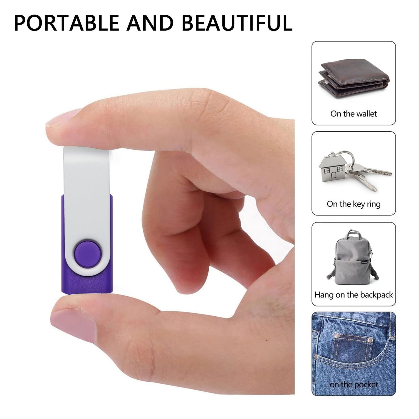20 pieces of 4GB USB flash drives in 5 random colors USB 2.0 wholesale bulk memory sticks (4GB, 20 pieces)