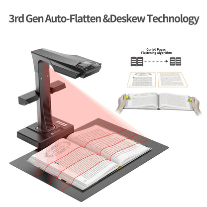CZUR ET24 Pro Professional 24MP Book Scanner with HDMI, HD Document Scanner A3 Scanner with Laser Flattening Technology OCR Document Camera Visualizer for Windows, macOS, and Linux