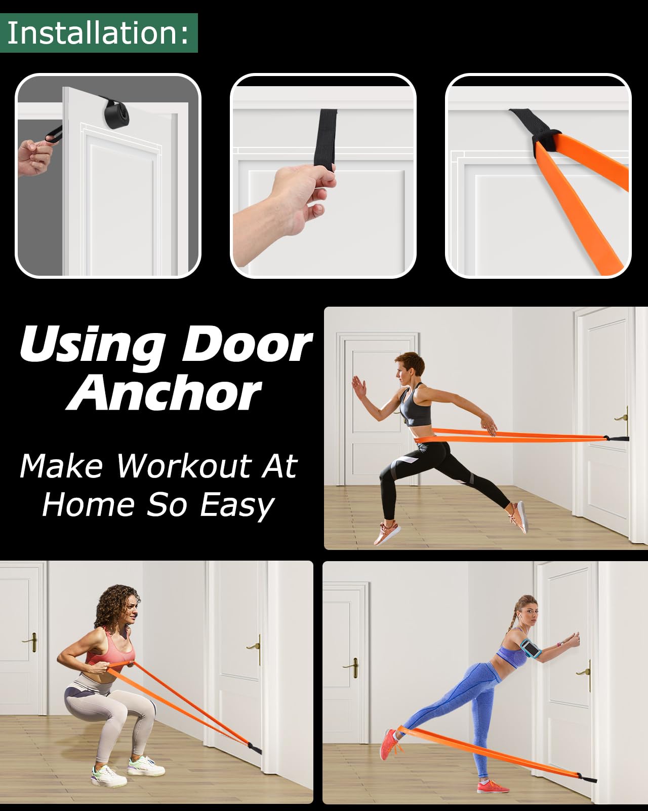 Zacro Resistance Bands, Fitness Bands Set with door anchor for yoga, Pilates, training, physiotherapy, pull-up assistance, strength training for men and women.