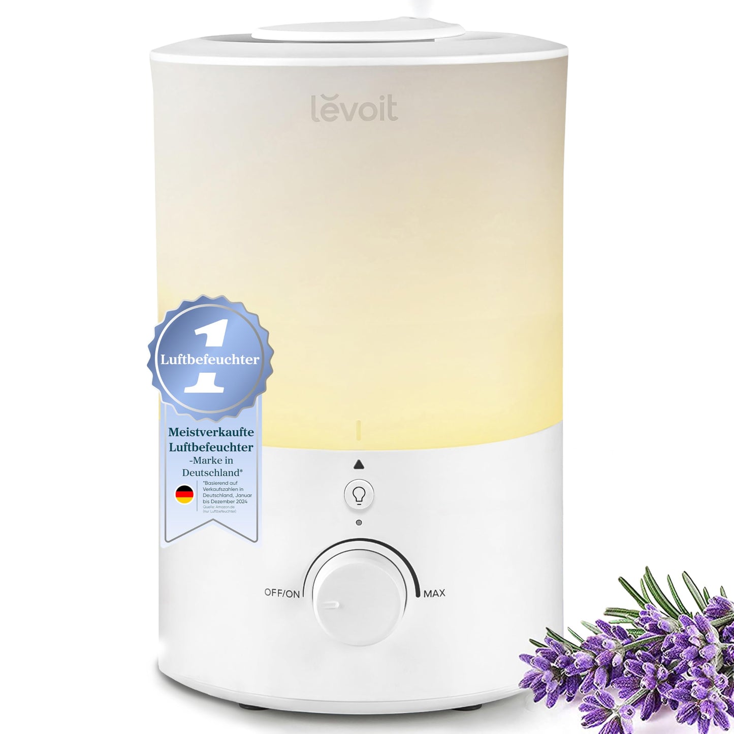 LEVOIT Top-Fill 3L Humidifier with Night Light, 360° Rotating Nozzle, Dishwasher Safe, Quiet Air Humidifier, 25H Aroma Diffuser for Bedroom Nursery Plants Baby