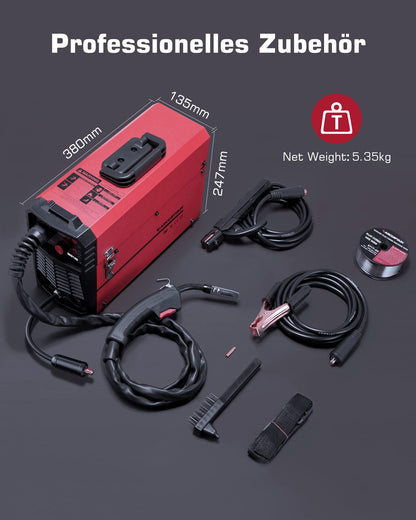 ARCCAPTAIN MIG MAG Shielding Gas Welding Machine IGBT 140A AC230V, 5 in 1 Combo Welding Machine with Flux Core Wire (FCAW)/MMA Stick/Lift TIG with Synergic Wire Feed, comes with 1kg of 0.8mm Flux Core Wire.