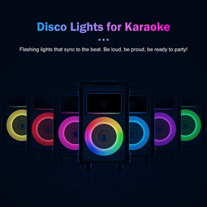 JYX Karaoke Machine, Karaoke System with 2 microphones, Portable Bluetooth Speaker for adults, Party Karaoke Speaker, Subwoofer PA System for gatherings, the best gifts for everyone.