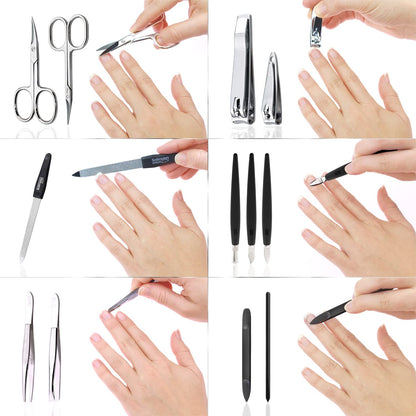 marQus Solingen Manicure Set - 16 pieces in faux leather case, handy and soft - Complete kit for nail care with everything for hand and foot care, Blue