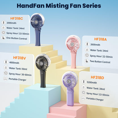 HandFan Handheld Electric Fan Desk USB Portable Fan 3 Speed Handheld Fans Fold Battery Operated for Outdoor/Playroom/Camping (Black)