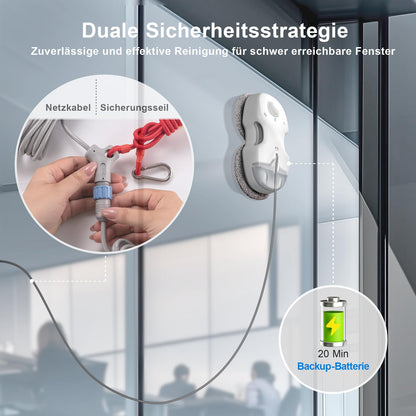 HUTT C65 window cleaning robot with spray function, Electric window cleaner remote control with 80ML tank, Window cleaner robot automatic, for indoor and outdoor windows, 10x cloths, case