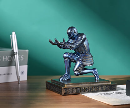 HDMbigmi Knight pencil holder pen stand desk organizer and accessories resin pen holder as a gift with a fancy pen for office and home desk organizer (blue)
