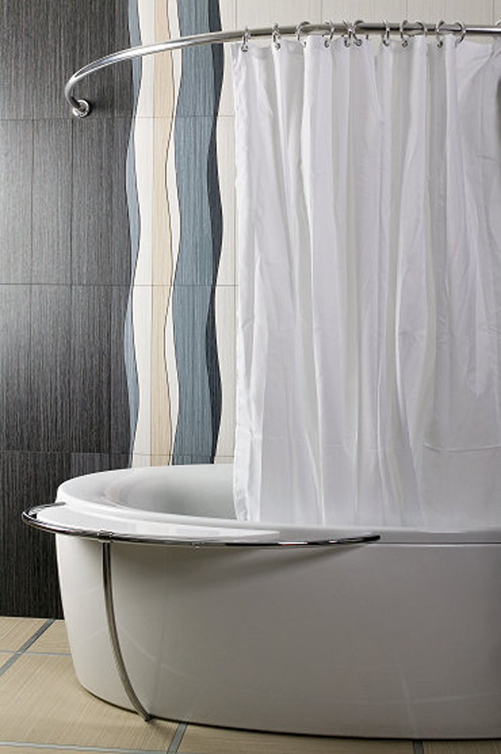 SINGLE-PIECE aluminum shower curtain rod, curved rod 80x80 chrome/silver oval rod corner shower rod oval rod