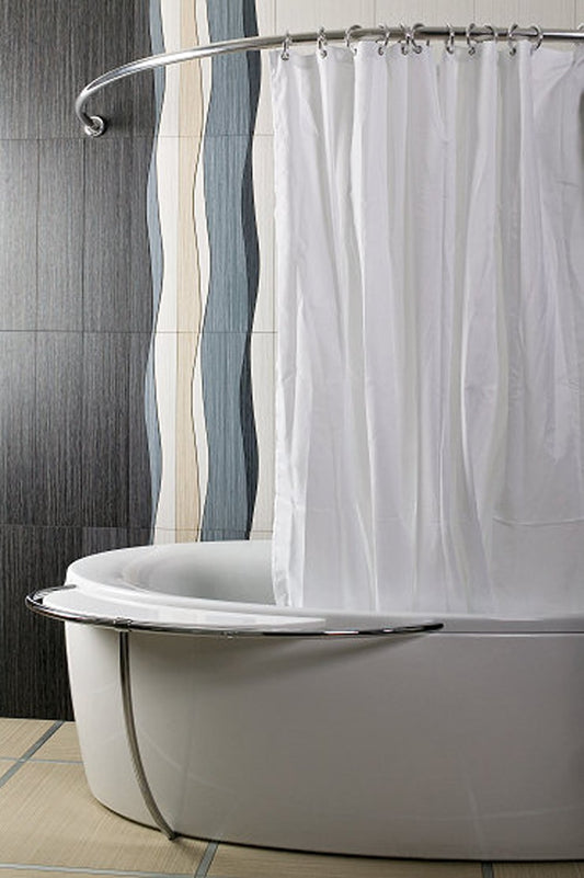 SINGLE-PIECE aluminum shower curtain rod, curved rod 80x80 chrome/silver oval rod corner shower rod oval rod