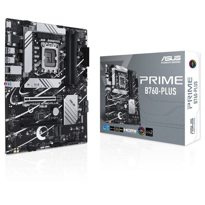 ASUS PRIME B760-PLUS Gaming Motherboard Socket Intel LGA 1700 (Intel B760, ATX, DDR5 memory, PCIe 5.0, 3x PCIe 4.0 M.2, Thunderbolt 4, Aura Sync)