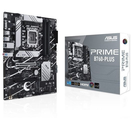 ASUS PRIME B760-PLUS Gaming Motherboard Socket Intel LGA 1700 (Intel B760, ATX, DDR5 memory, PCIe 5.0, 3x PCIe 4.0 M.2, Thunderbolt 4, Aura Sync)