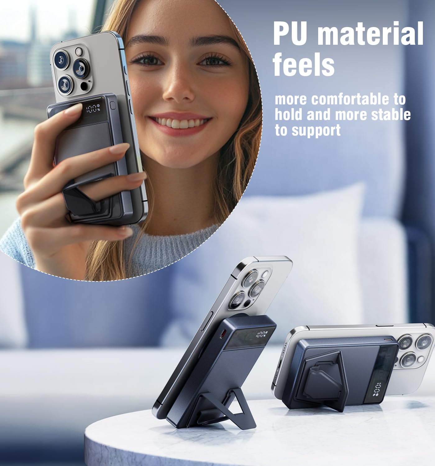 Vunzo Powerbank for iPhone, For Magsafe Mobile Power Bank 12000mAh – PD20W fast charging magnetic power bank with foldable LED display for iPhone 15/14/13/12 Series For Huawei.
