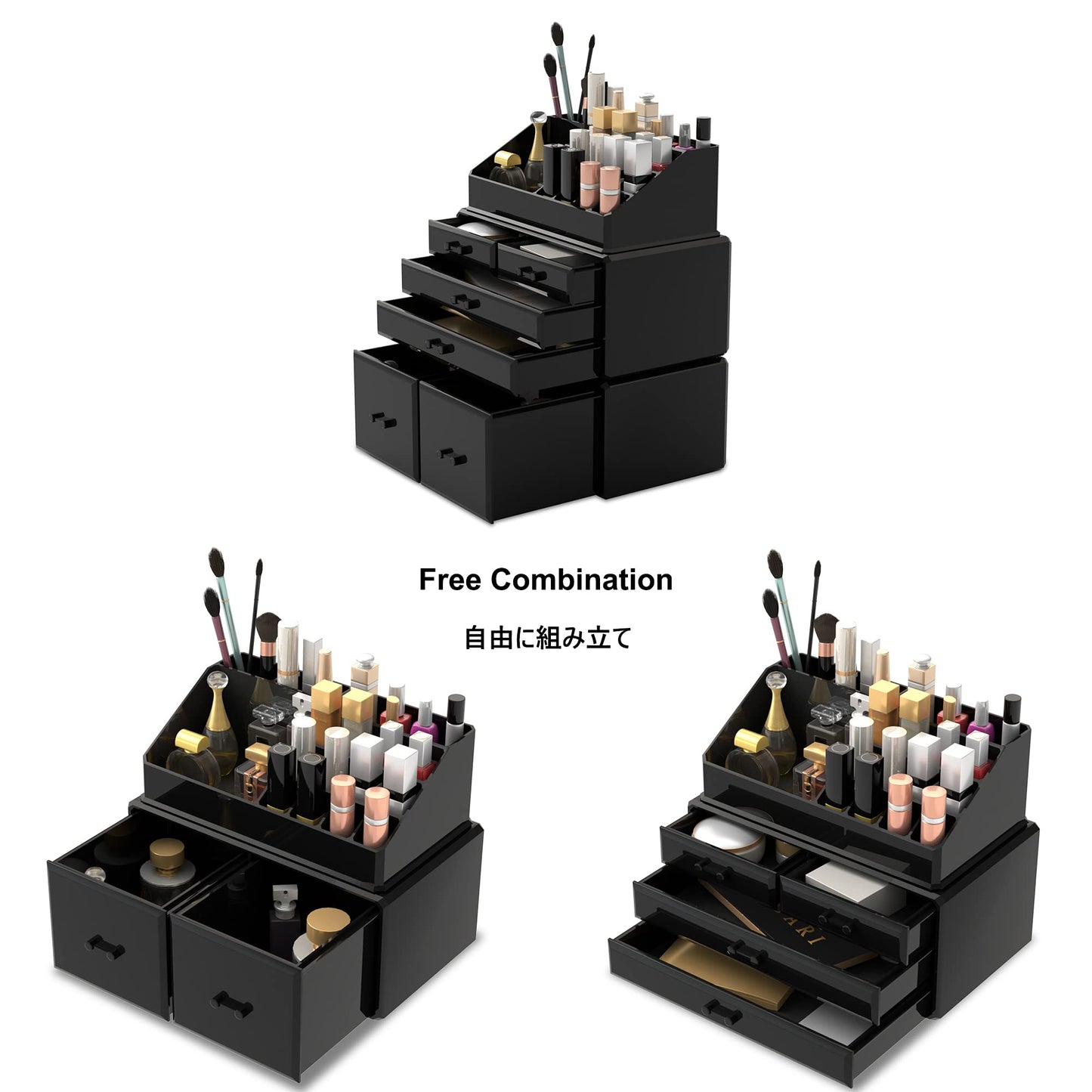 READAEER Makeup Organizer/Cosmetic Storage Box/Makeup Storage Case in 3 layers with 6 drawers, suitable for bedroom and bathroom.