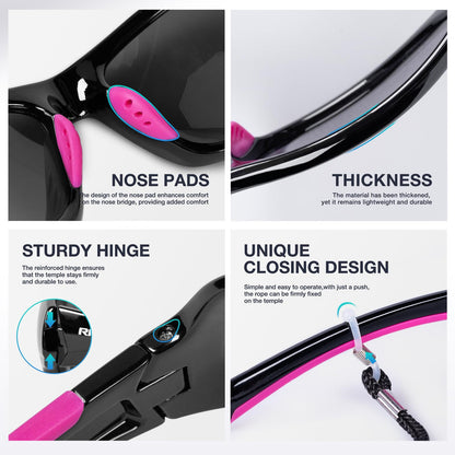 RIVBOS sunglasses cycling glasses sports goggles for men and women Polarized TR90 Super Light Unbreakable Frame UV400 hiking running golfing and fishing RB831 (RB832)