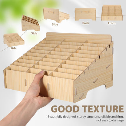 Gogogmee 30 compartment mobile phone storage wooden box organizer for desk cable management and display rack for office and school.
